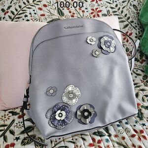Michael Kors Light Purple Backpack with Floral Accents